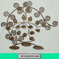 Three Tall Scrolled Antique Brown Leaves Wrought Iron Sconces
